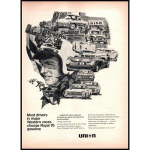 1968 Union 76 Royal 76 Gasoline Vintage Print Ad Race Racing Grand Prix Wall Art